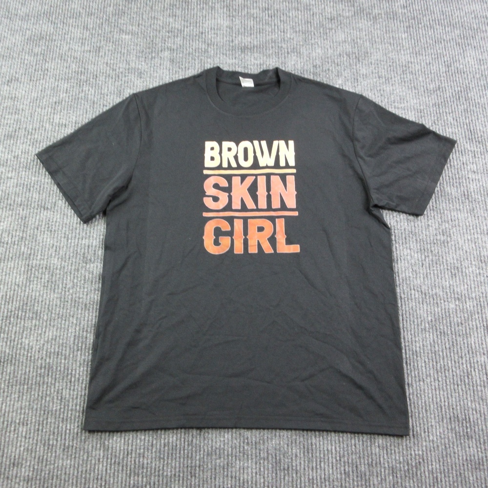 Brown Skin Girl Shirt Womens L Black Cotton Jersey Crewneck Graphic Tee